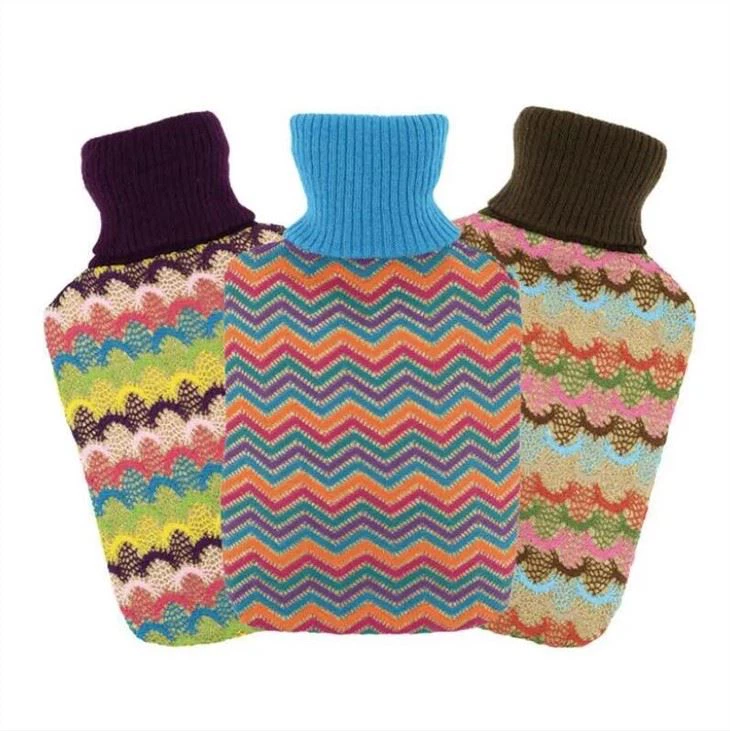 Geometric Stripe Cable Knitted Hot Water Bottle
