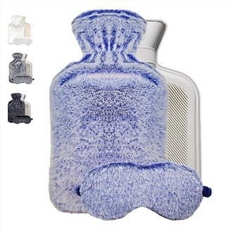 Couverture de bouteille d'eau chaude en peluche et masque pour les yeux