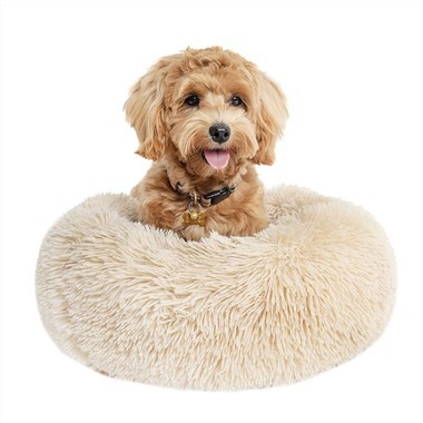 Lit d'animal familier rond de concepteur moelleux de beignet de chien de chat