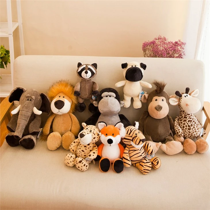 Peluche renard raton laveur girafe éléphant en peluche