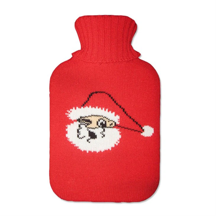 customized christmas hot water bottle knitted cover